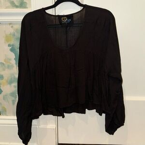 Blue Life Long Sleeve Flowy Blouse size small